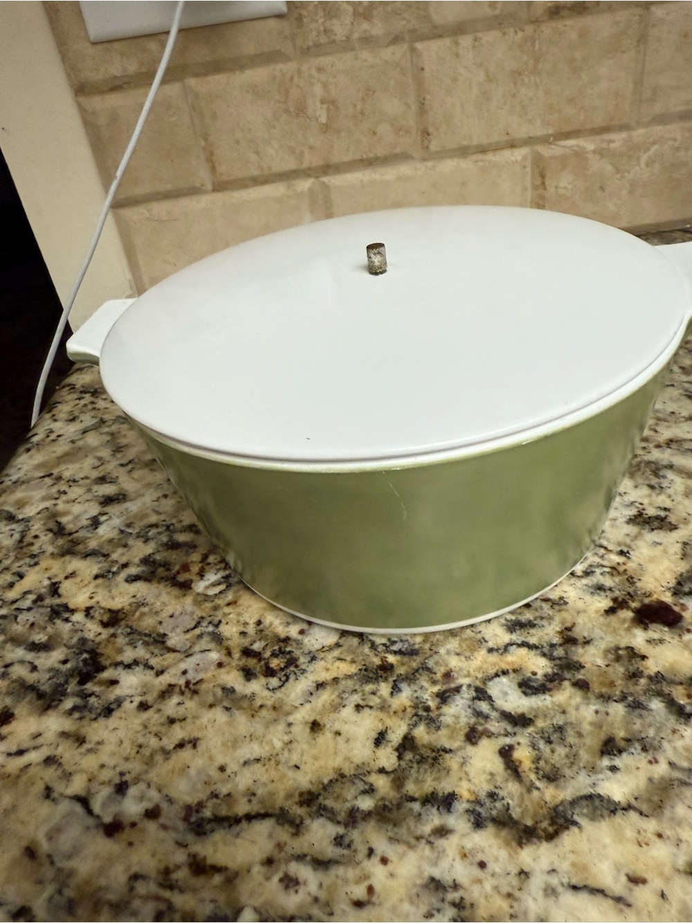 Corningware Green Ceramic Casserole with White Lid